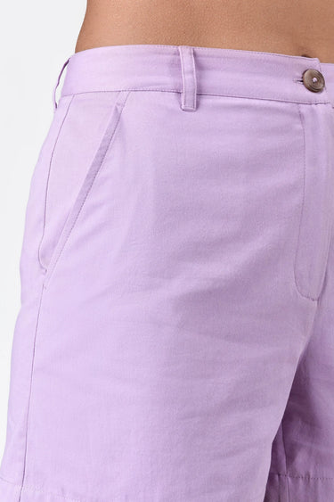 Women's Regular Fit Cotton Light Twill Shorts Lavender - Genes Lecoanet Hemant