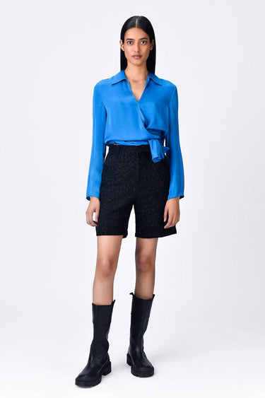 Women's Viscose Satin Shirt -Azure Blue - Genes Lecoanet Hemant