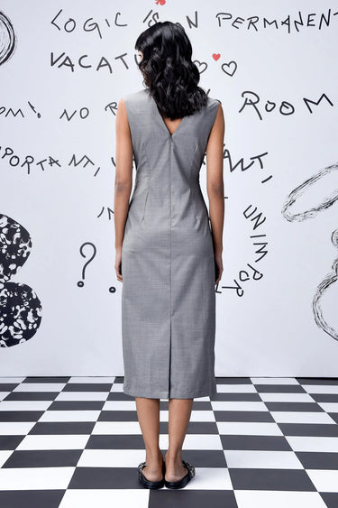 Wool Deconstructed Semi Fit Dress- Pearl Grey - Genes Online Store
