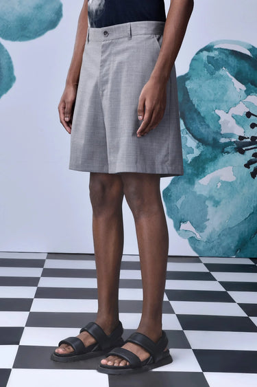 Wool Relax Fit Shorts- Pearl Grey - Genes Online Store
