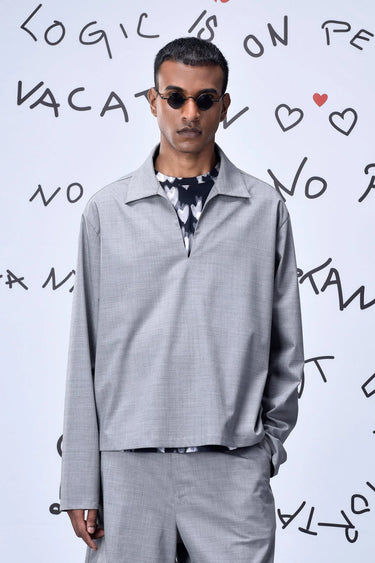 Wool Relax Fit Top- Pearl Grey - Genes Online Store