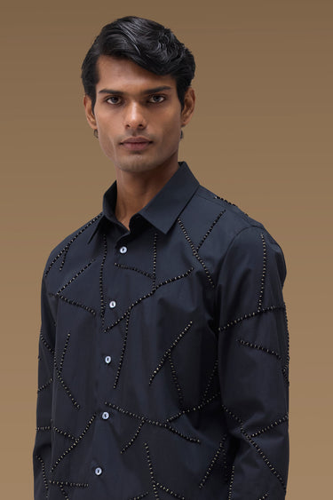 Premium Beaded Shirt in Black