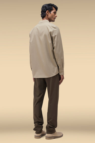 Premium Notch Lapel Shirt in Sage Wood