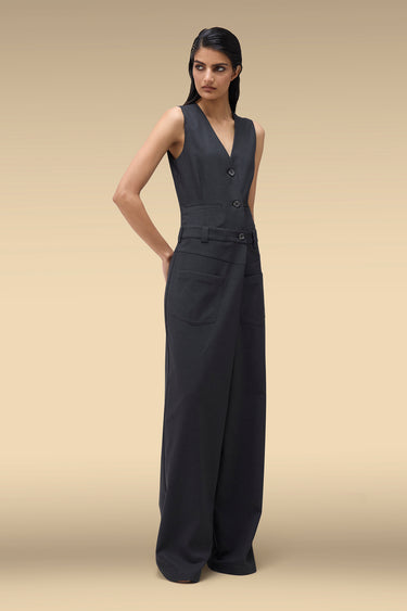 Premium Grey Viscose Dobby Jumpsuit
