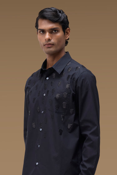 Premium Thread Detail Shirt in Black