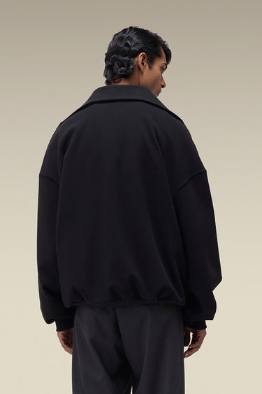 Premium Snap Collar Sweatshirt in Black