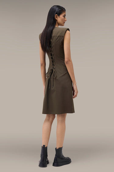 Premium Khaki and Black Lace Corset Dress