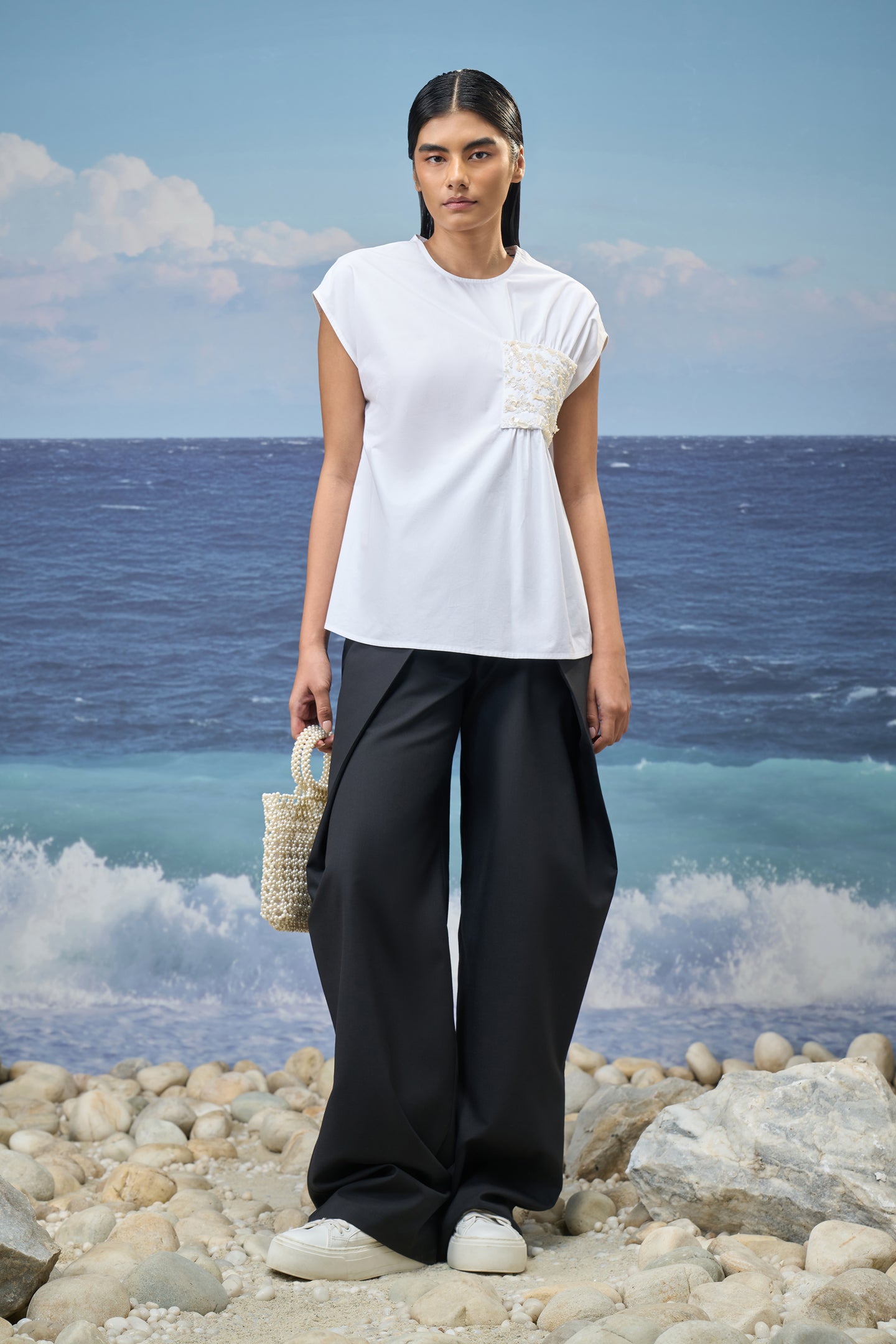 White Premium Giza Cotton Sleeveless Top