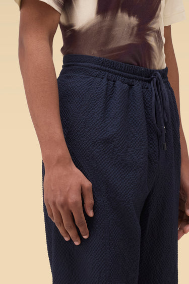 Premium Navy Seersucker Joggers