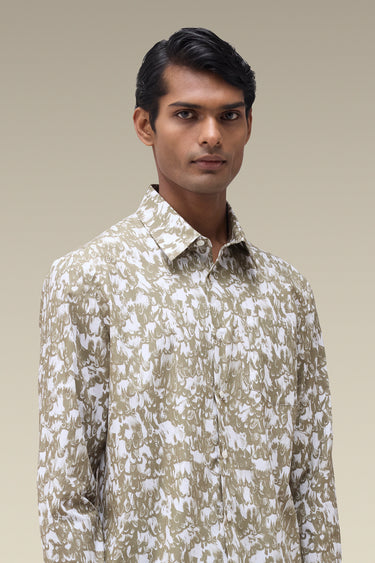 Premium Printed Shirt in Sagewood