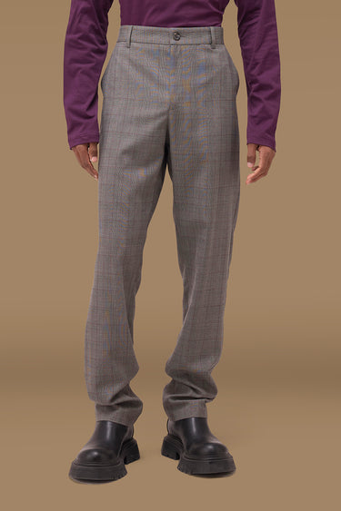 Premium Textured Check Tailored Trouser in Grey