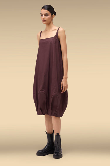 Premium Chocolate Brown Cotton Poplin Cocoon Dress