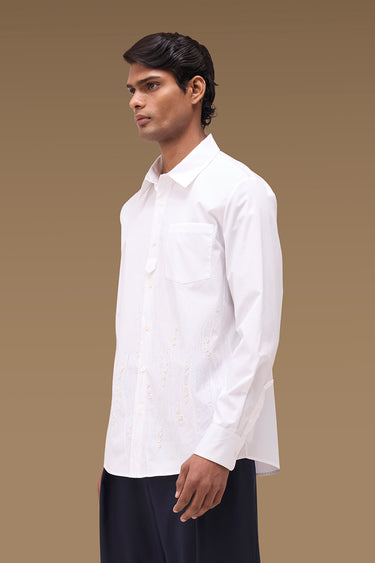 Premium White Embroidered Giza Cotton Poplin Shirt