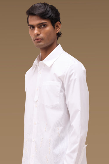 Premium White Embroidered Giza Cotton Poplin Shirt
