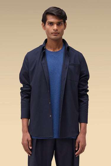 Premium Navy Dobby Viscose Shirt