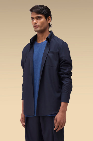 Premium Navy Dobby Viscose Shirt