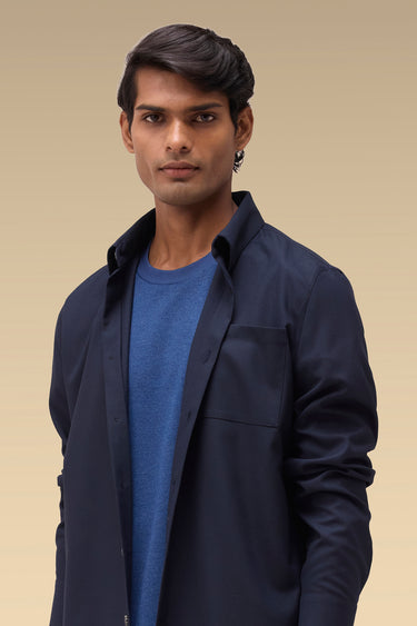 Premium Navy Dobby Viscose Shirt