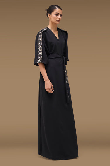 Premium Embellished Panel Kaftan - Crepe