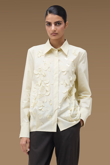 Premium Wax Paper Cotton Poplin Embellished Shirt