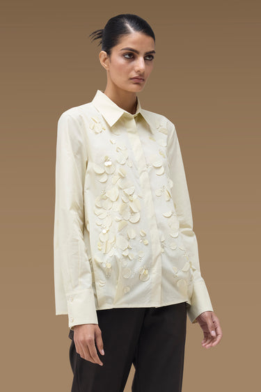 Premium Wax Paper Cotton Poplin Embellished Shirt