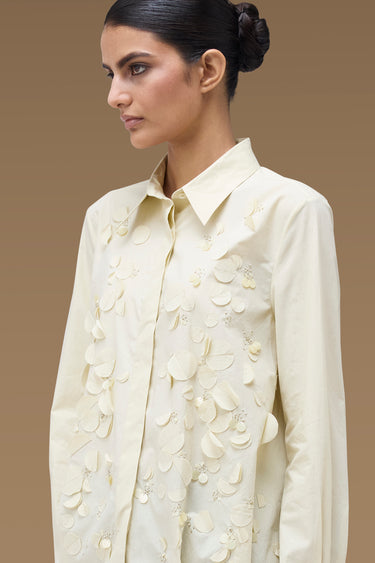 Premium Wax Paper Cotton Poplin Embellished Shirt