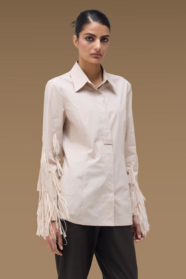 Premium Feather Trim Tailored Shirt - Cotton Poplin