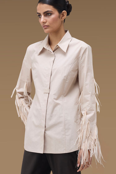 Premium Feather Trim Tailored Shirt - Cotton Poplin