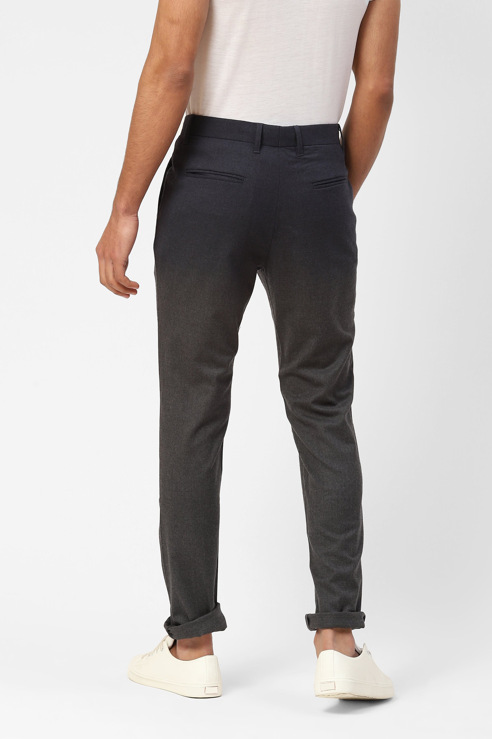 Mens Polywool Trousers In Ombre Indigo Blue