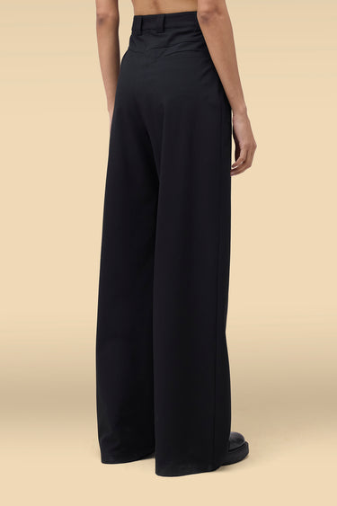 Premium Black Poly Viscose Wide Leg Trousers