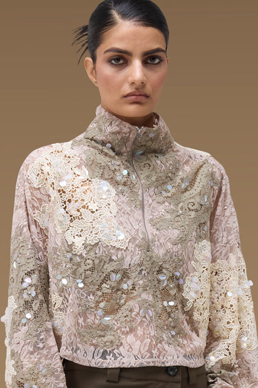 Premium Multi Color Lace Half Zip Top