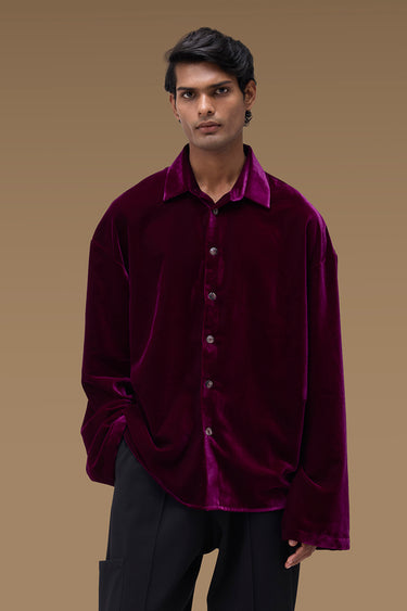 Premium Velvet Shirt in Deep Purple