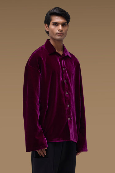 Premium Velvet Shirt in Deep Purple
