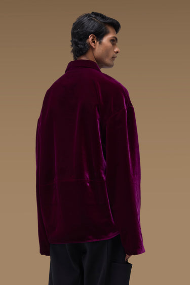Premium Velvet Shirt in Deep Purple