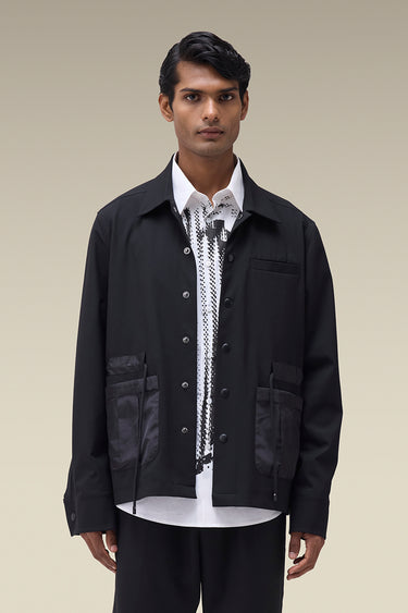 Premium Panelled Jacket in Black