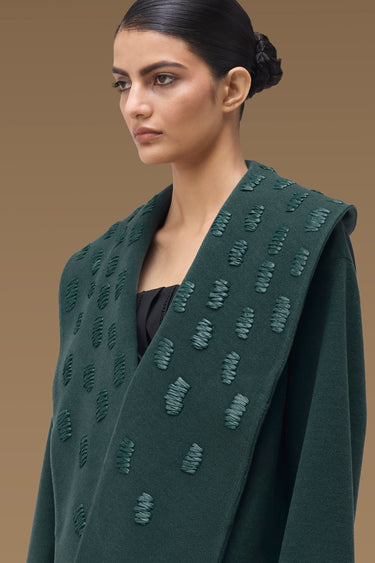 Women's Green Embellished Cropped Jacket