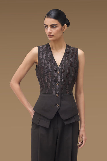 Women's Brown Tailored Waistcoat