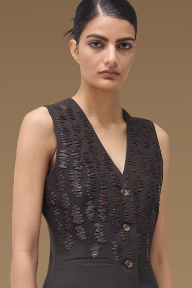 Women's Brown Tailored Waistcoat