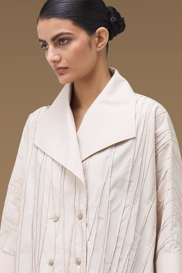 Premium Corded Bead Oversize Shirt - Cotton Poplin