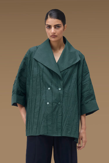 Premium Corded Bead Oversize Shirt - Cotton Poplin