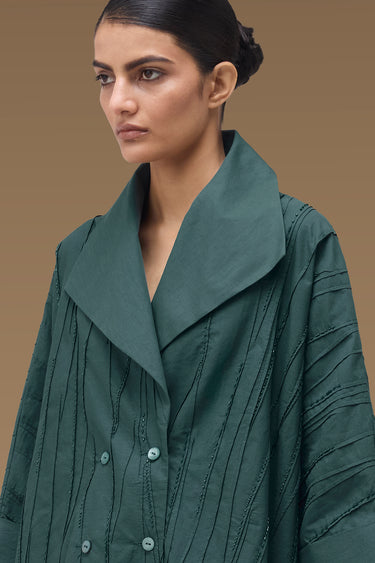 Premium Corded Bead Oversize Shirt - Cotton Poplin