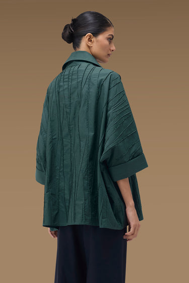 Premium Corded Bead Oversize Shirt - Cotton Poplin