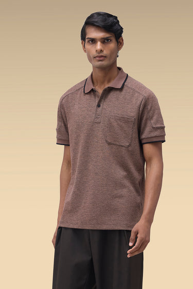 Premium Contrast Tipped Polo in Chocolate Brown