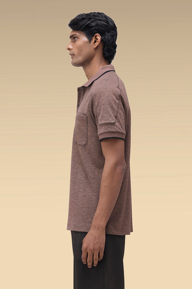 Premium Contrast Tipped Polo in Chocolate Brown