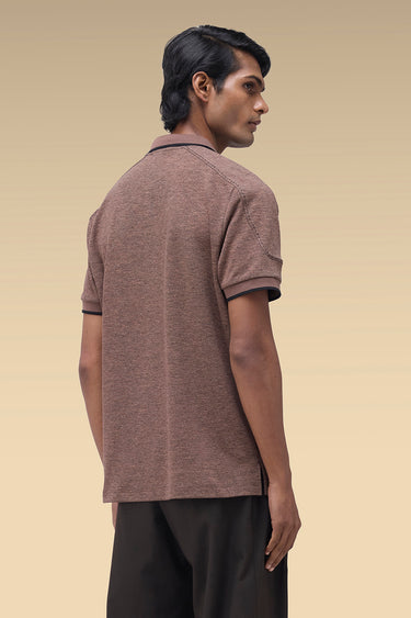 Premium Contrast Tipped Polo in Chocolate Brown