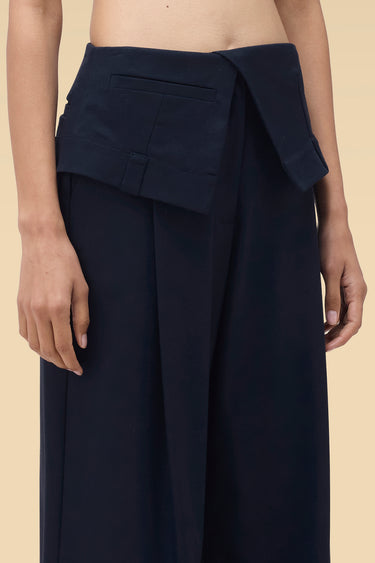 Premium Foldover Waist Wide Leg Trouser - Dobby Viscose