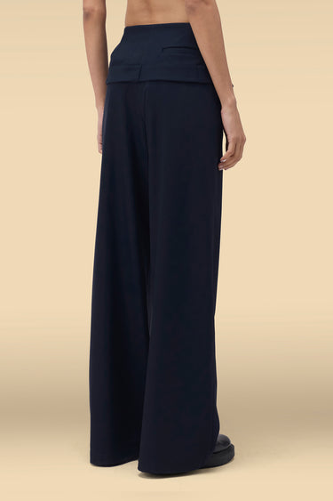 Premium Foldover Waist Wide Leg Trouser - Dobby Viscose
