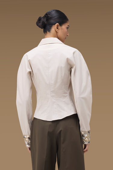 Premium Wax Paper Viscose Nylon Embellished Shirt