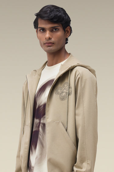 Premium Zip Through Hoodie in Sage Green