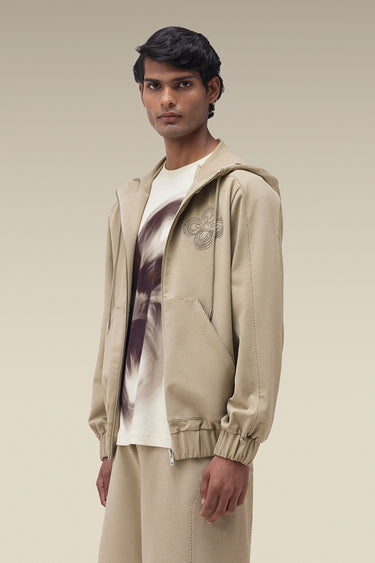 Premium Zip Through Hoodie in Sage Green