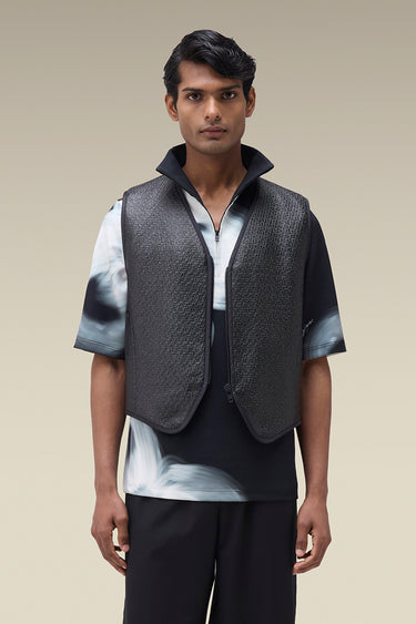 Premium Textured Gilet in Black